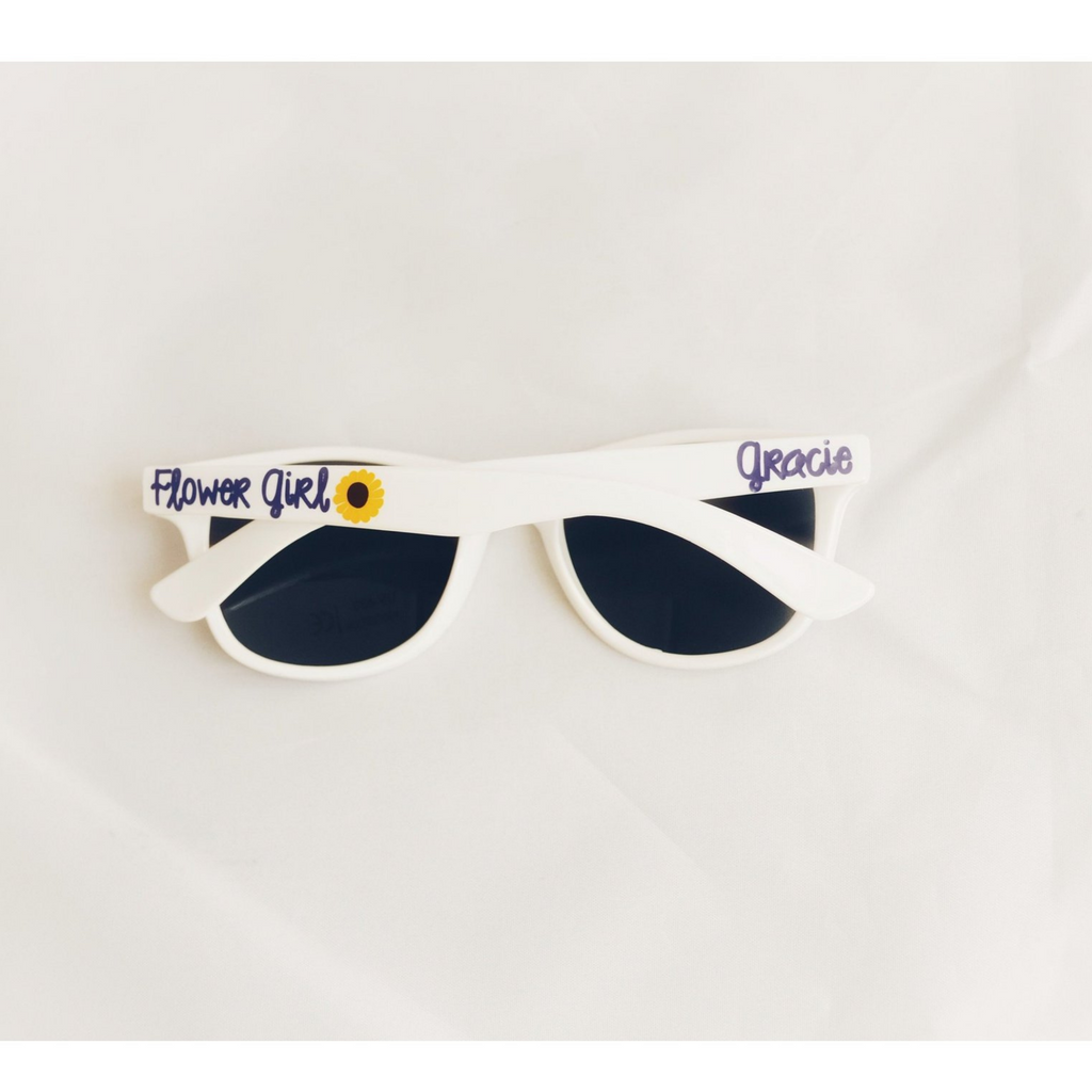 cute engagement wedding gift customized flower girl white sunglasses
