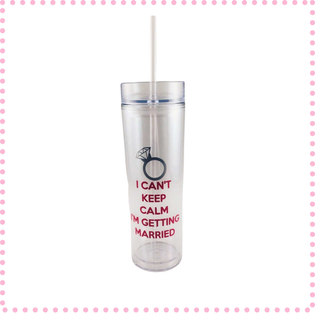bride bachelorette engagement wedding memento gift tumbler I can't keep calm I'm getting married