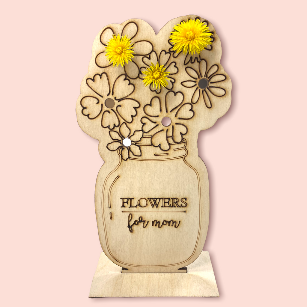 laser cute wooden flower stand for small flowers cute gift Mother's Day memento