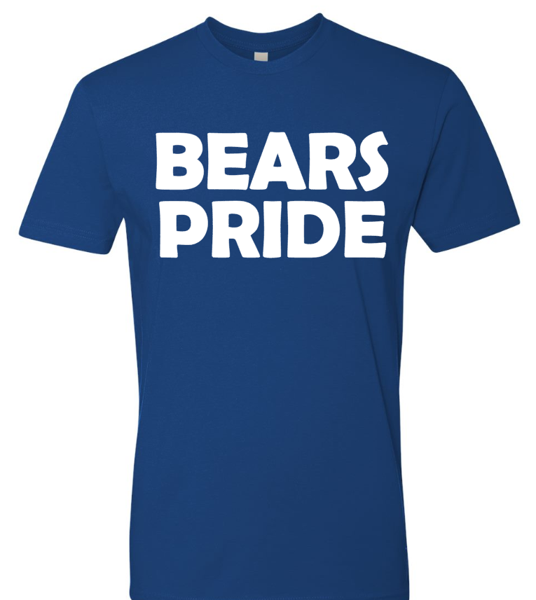 youth adult shirt bears pride spirit wear navy shirt white text school pride