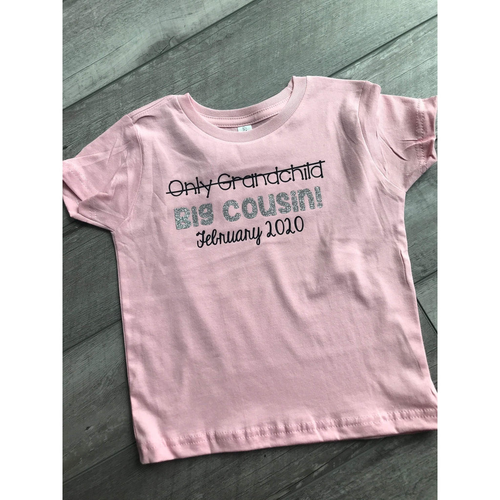 pink kids t-shirt big cousin only grandchild