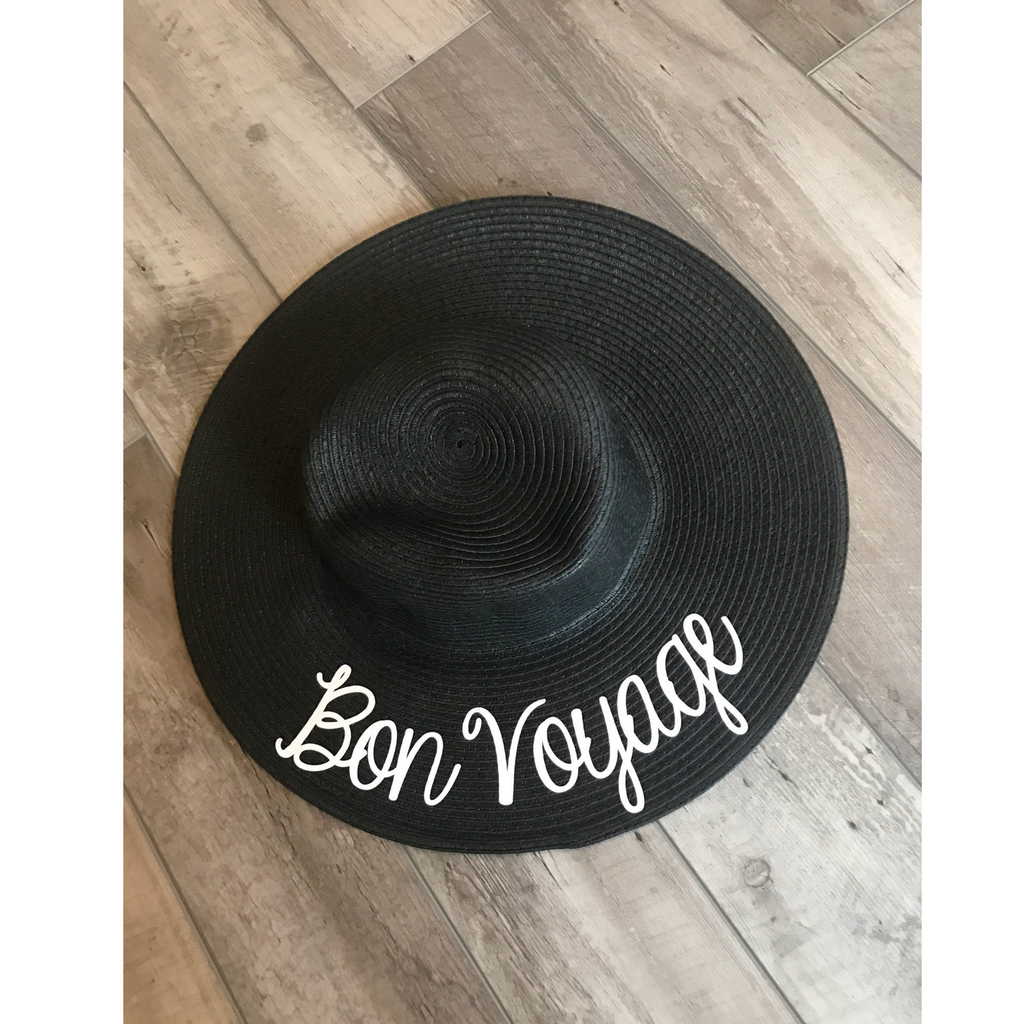 summer beach customizable floppy hat says bon voyage