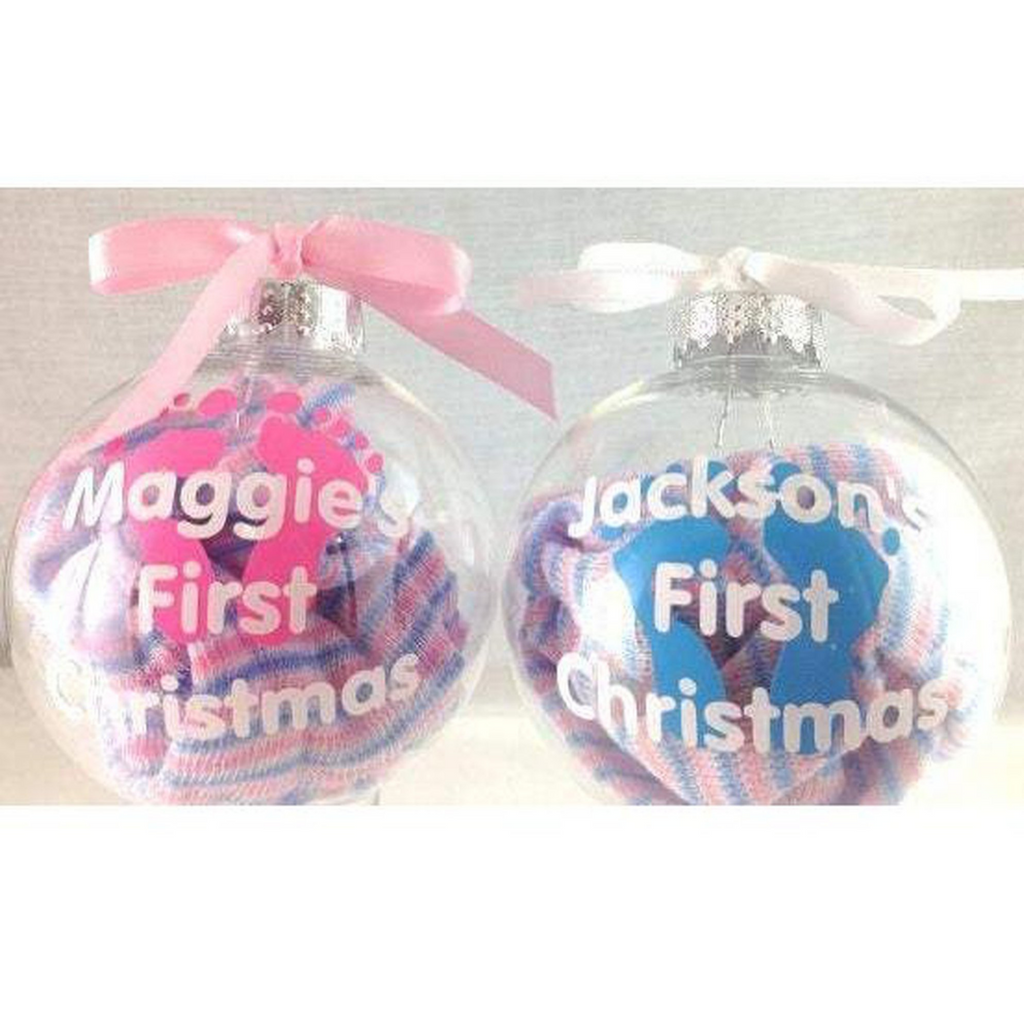 child newborn baby personalized keepsake ornament Christmas  or birthdate with ribbon bow