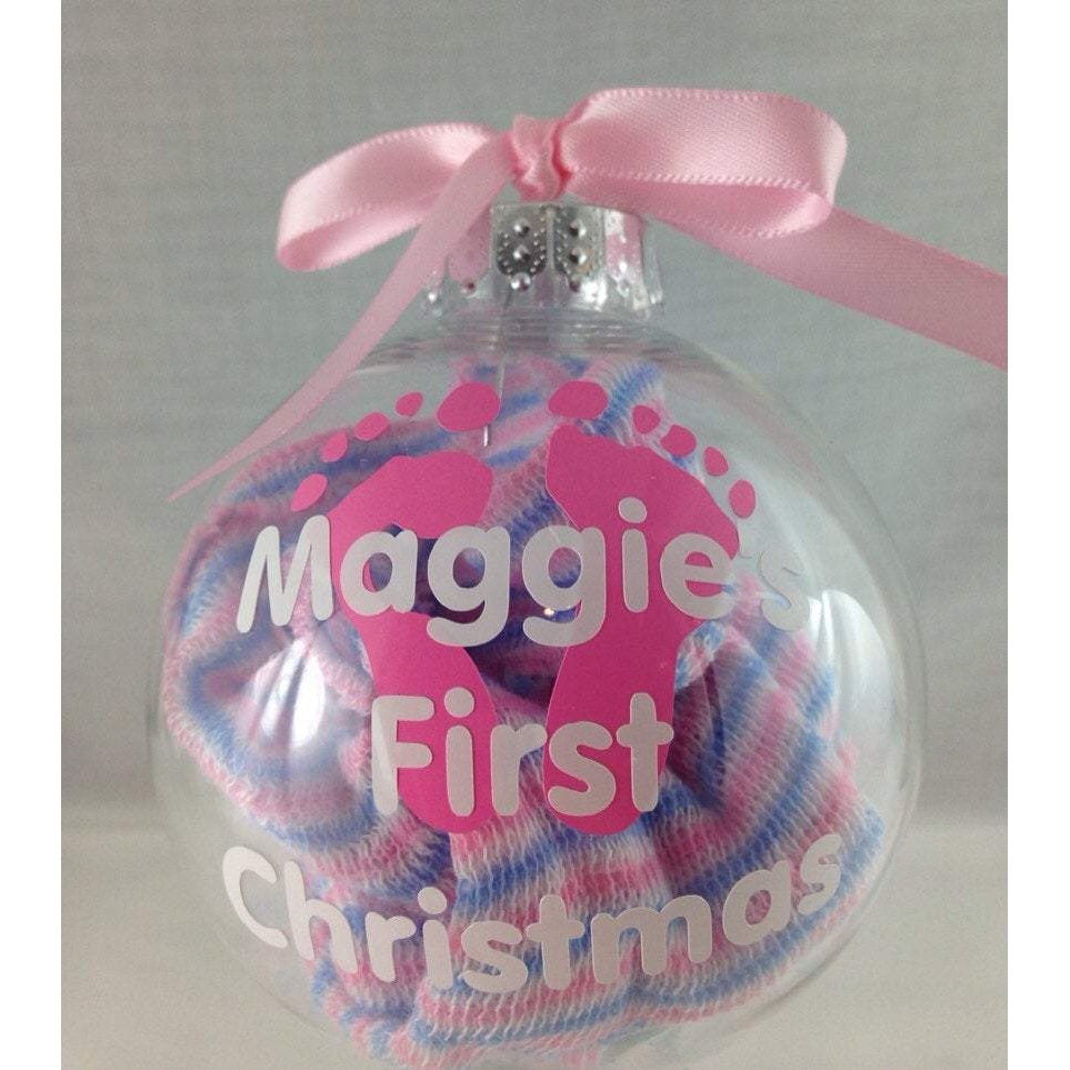 Child's first Christmas keepsake ornament with ribbon bow