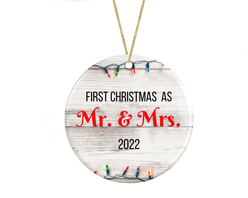 first Christmas ornament marriage couples cute customized gift red text