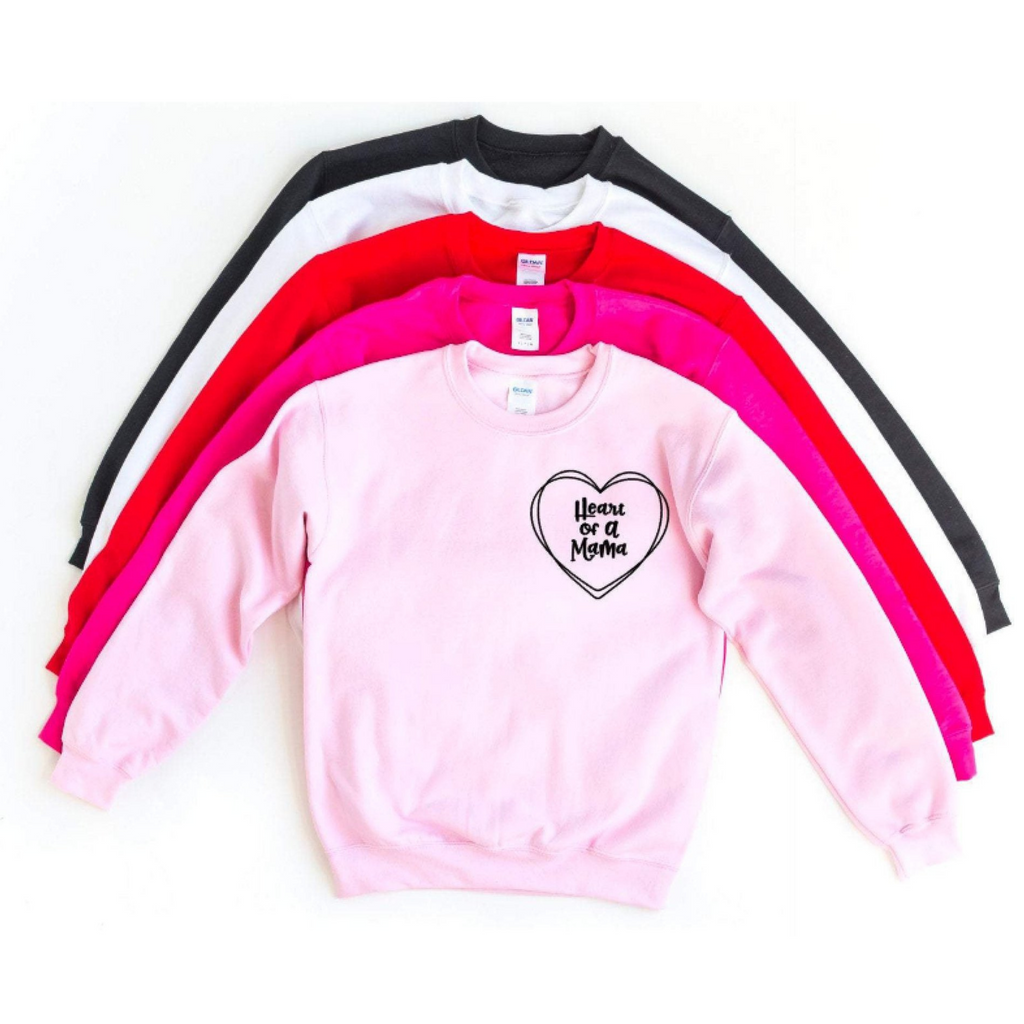 customized color sweater with black design heart of a mom cute mothers day valentines seasonal gift