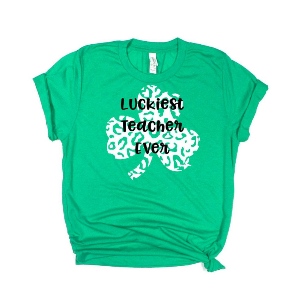 st. patricks day green t-shirt luckiest teacher ever teacher appreciation gift seasonal