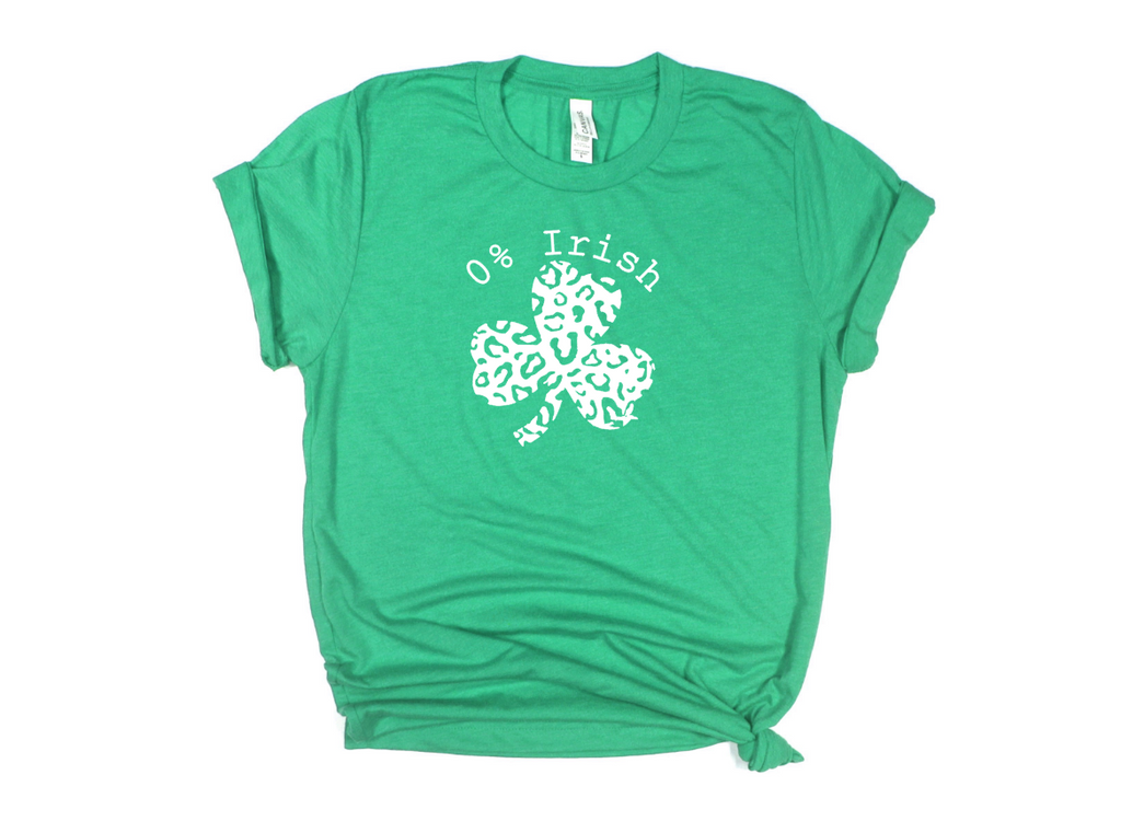 green st Patricks day t shirt with funny quote and white shamrock leopard print