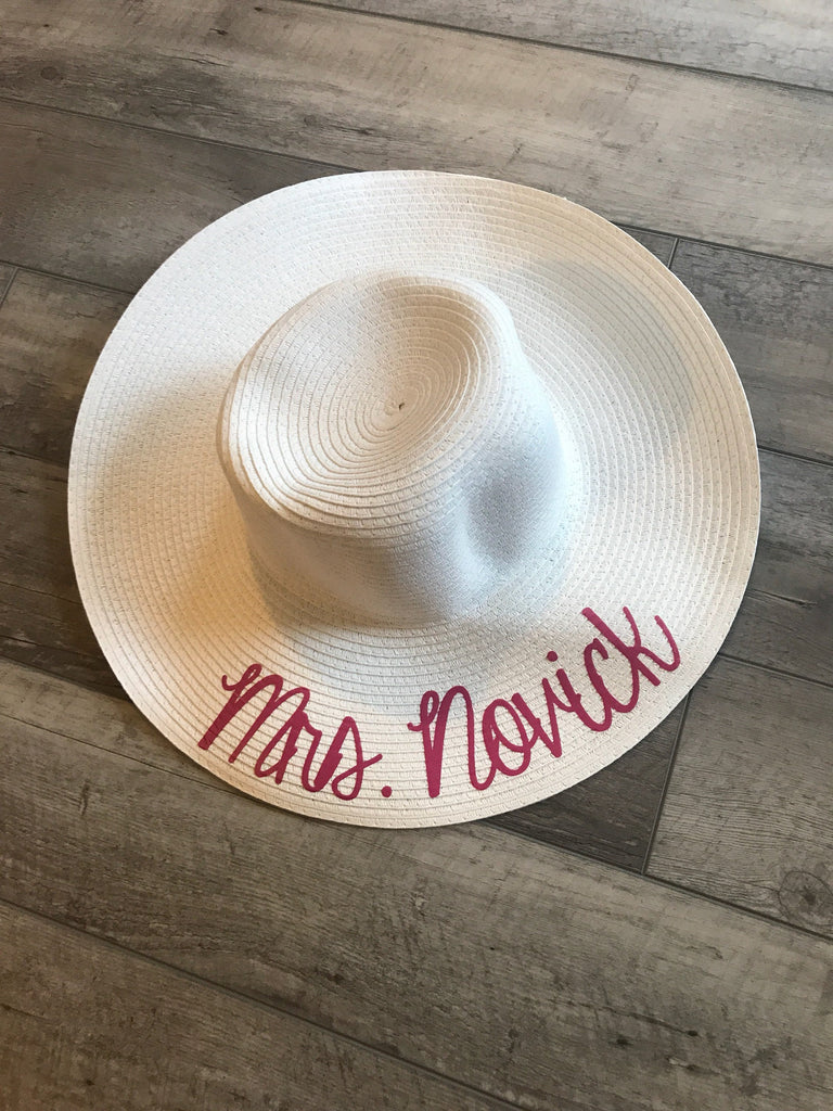 personalized white floppy hat
