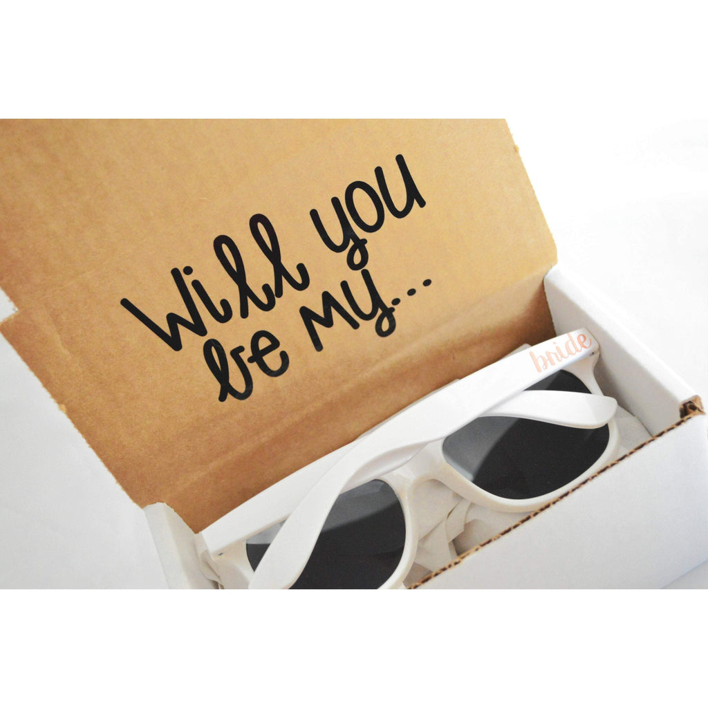 Will you be my bride sunglasses proposal box