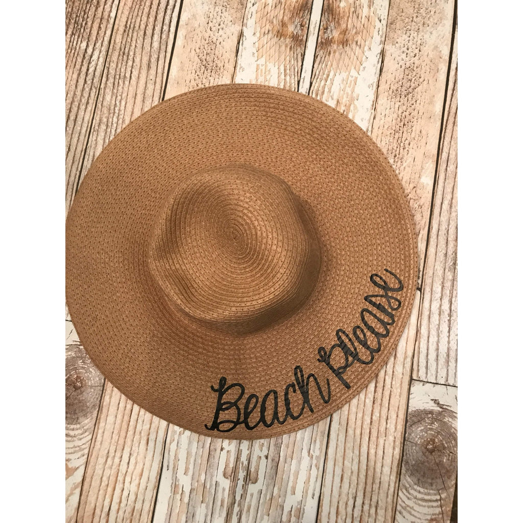 beach please personalized beige floppy hat