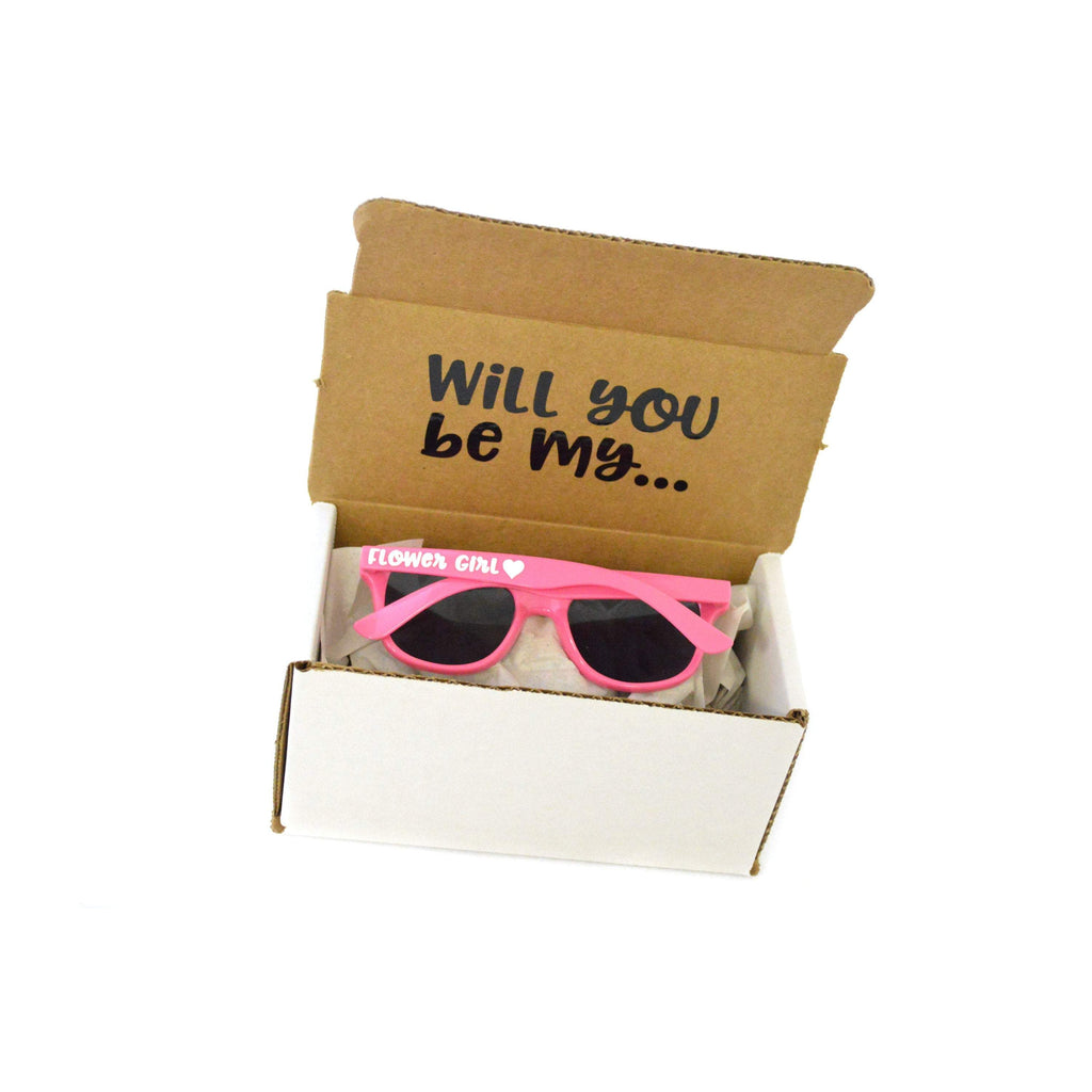 will you be  my flower girl sunglasses proposal box
