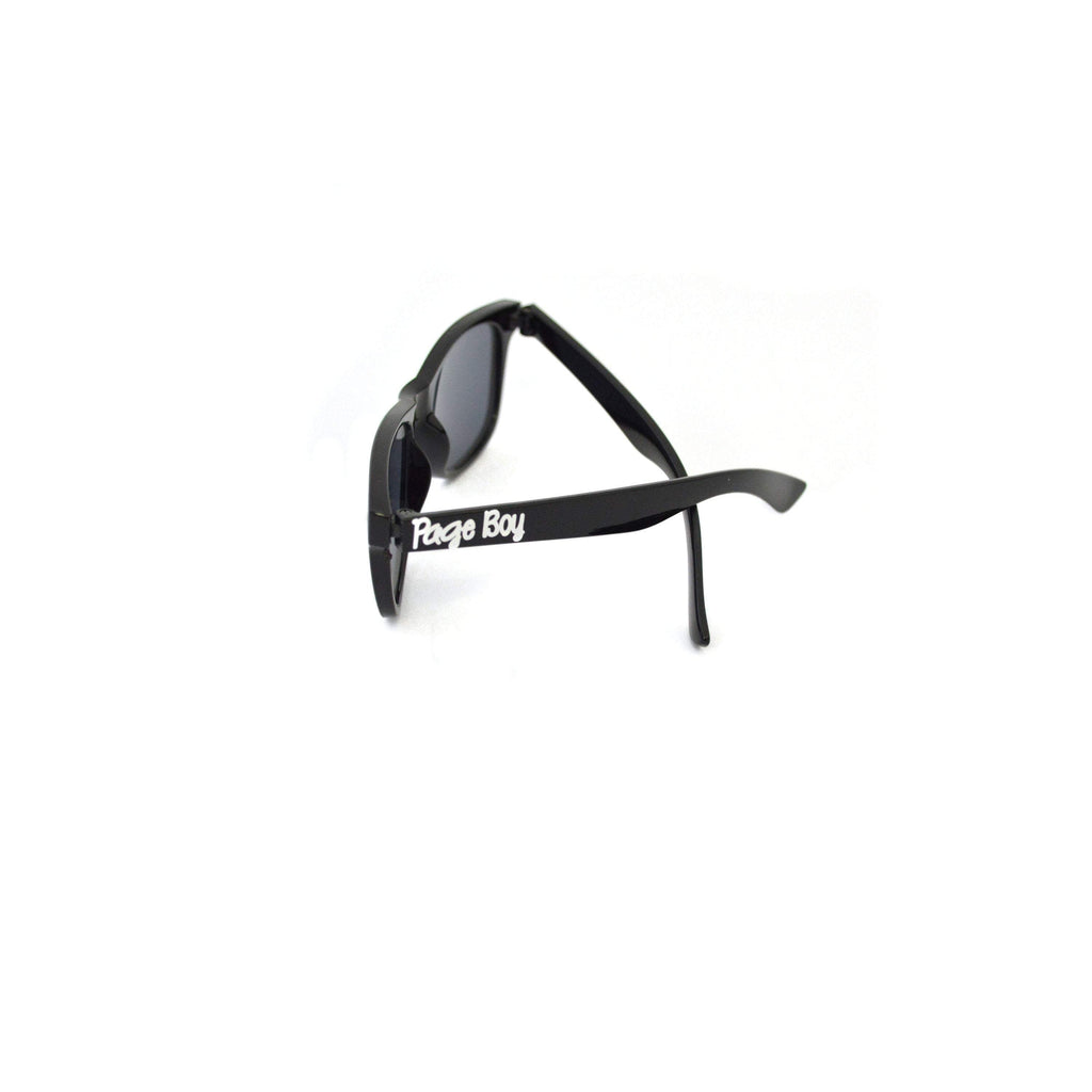 page boy sunglasses kids black sunglasses with white text